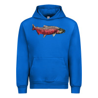 Cobalt Chinook Salmon Fish Illustrations Urban Hoodie - LillyAllenDesigns