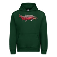 Forest Green Chinook Salmon Fish Illustrations Urban Hoodie - LillyAllenDesigns