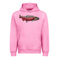Fuchsia Pink Chinook Salmon Fish Illustrations Urban Hoodie - LillyAllenDesigns