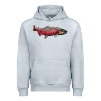 Heather Grey Chinook Salmon Fish Illustrations Urban Hoodie - LillyAllenDesigns