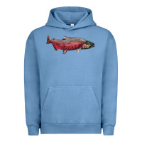 Pigment Pebble Blue Chinook Salmon Fish Illustrations Urban Hoodie - LillyAllenDesigns