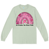 Matcha in october we wear pink breast cancer awareness rainbow Long Sleeve Tee - Jasminsmagicworld