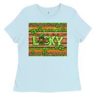 Baby Blue st Patricks lucky gnome Ladies Tee - Jasminsmagicworld