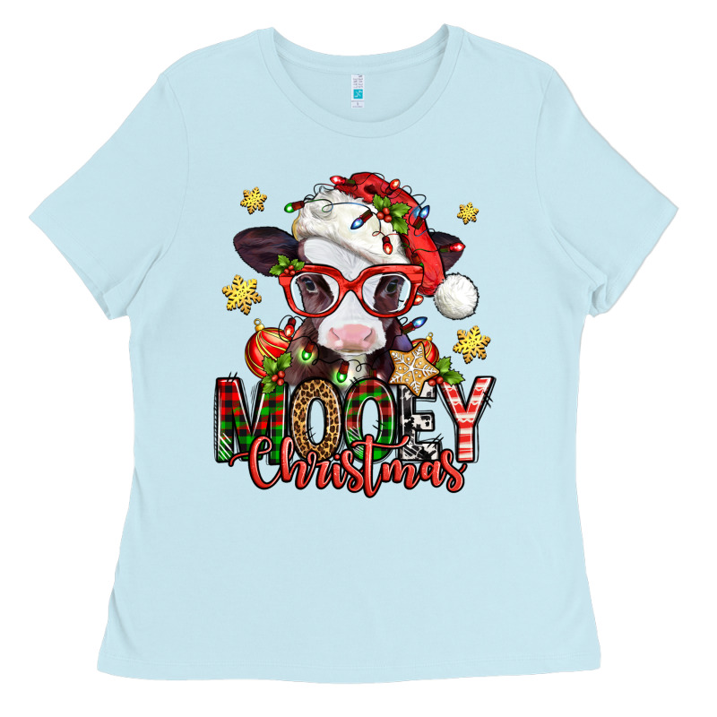Mooey Christmas Baby Calf Ladies Tee by Jasminsmagicworld | Teevron