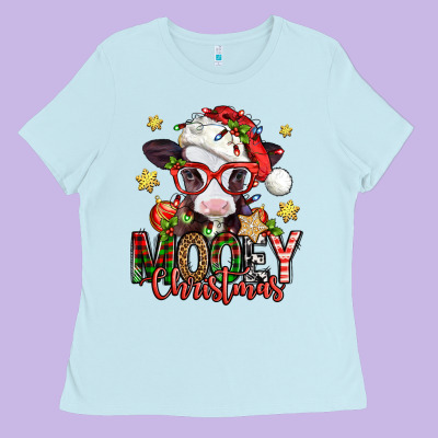 Mooey Christmas Baby Calf Ladies Tee Designed By Jasminsmagicworld