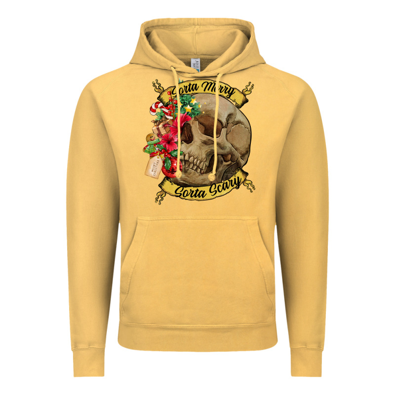 Sorta Merry Sorta Scary Skull Vintage Hoodie by NancyCooperArtShop | Teevron