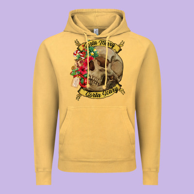 Sorta Merry Sorta Scary Skull Vintage Hoodie Designed By Nancycooperartshop