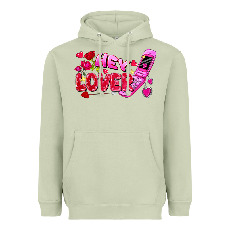 Hey Lover Flip Phone Valentine's Day Heavyweight Hoodie by FaDigitalArtStudio | Teevron