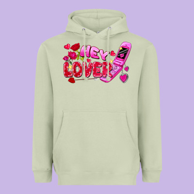 Hey Lover Flip Phone Valentine's Day Heavyweight Hoodie Designed By Fadigitalartstudio