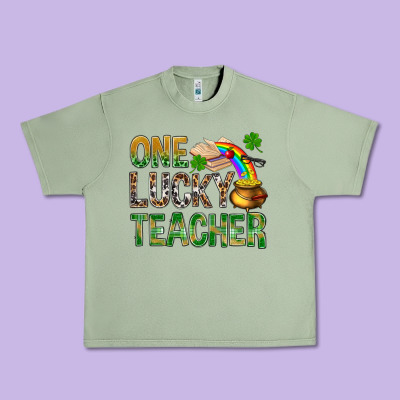 One Lucky Teacher St. Patricks Urban Heavy Tee Designed By Bundleandbundleshop