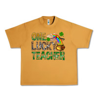 Peanut Butter One Lucky Teacher St. Patricks Urban Heavy Tee - BundleAndBundleShop