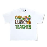 White One Lucky Teacher St. Patricks Urban Heavy Tee - BundleAndBundleShop