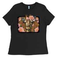 Black Western Floral Giraffe Ladies Tee - LillyAllenDesigns