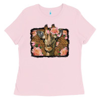 Bubblegum Pink Western Floral Giraffe Ladies Tee - LillyAllenDesigns