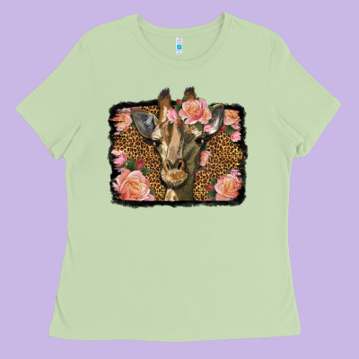 Western Floral Giraffe Ladies Tee Designed By Lillyallendesigns