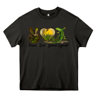 Asphalt peace love green lizard Heavy Core Tee - LillyAllenDesigns