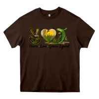 Chocolate Brown peace love green lizard Heavy Core Tee - LillyAllenDesigns