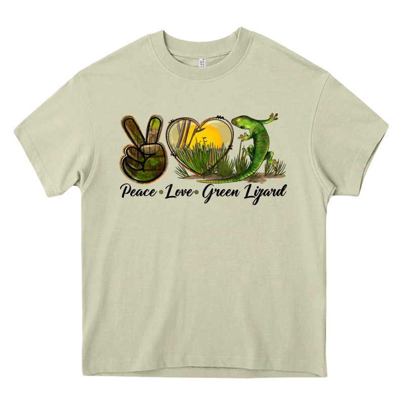 Peace Love Green Lizard Heavy Core Tee by LillyAllenDesigns | Teevron
