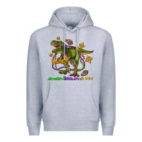 Heather Grey mardi saurus rex olivia Premium Hoodie - OliviaCreatesArt