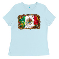 Baby Blue Christmas lights Mexican flag Ladies Tee - Jasminsmagicworld