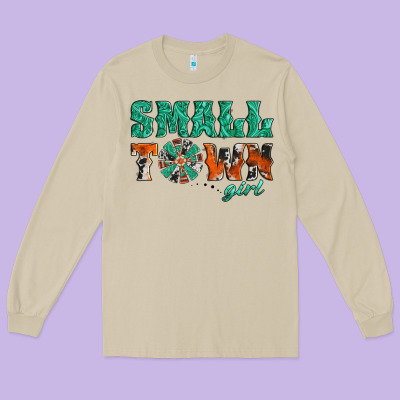 Small Town Girl Western Windmill Long Sleeve Tee Designed By Jasminsmagicworld