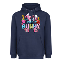 Navy Easter Teacher bunny Heavyweight Hoodie - OliviaCreatesArt
