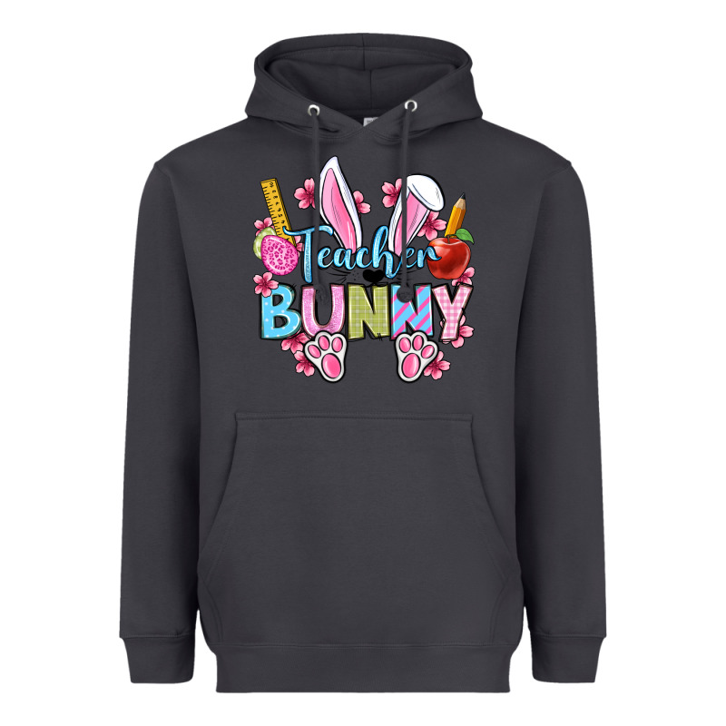 Easter Teacher Bunny Heavyweight Hoodie by OliviaCreatesArt | Teevron