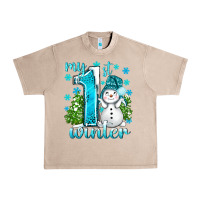 French Oak My 1 St Winter With Cute Snowman Urban Heavy Tee - BundleAndBundleShop