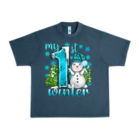 Midnight Navy My 1 St Winter With Cute Snowman Urban Heavy Tee - BundleAndBundleShop