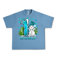 Pebble Blue My 1 St Winter With Cute Snowman Urban Heavy Tee - BundleAndBundleShop