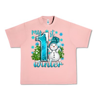 Salmon My 1 St Winter With Cute Snowman Urban Heavy Tee - BundleAndBundleShop