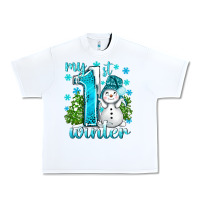White My 1 St Winter With Cute Snowman Urban Heavy Tee - BundleAndBundleShop