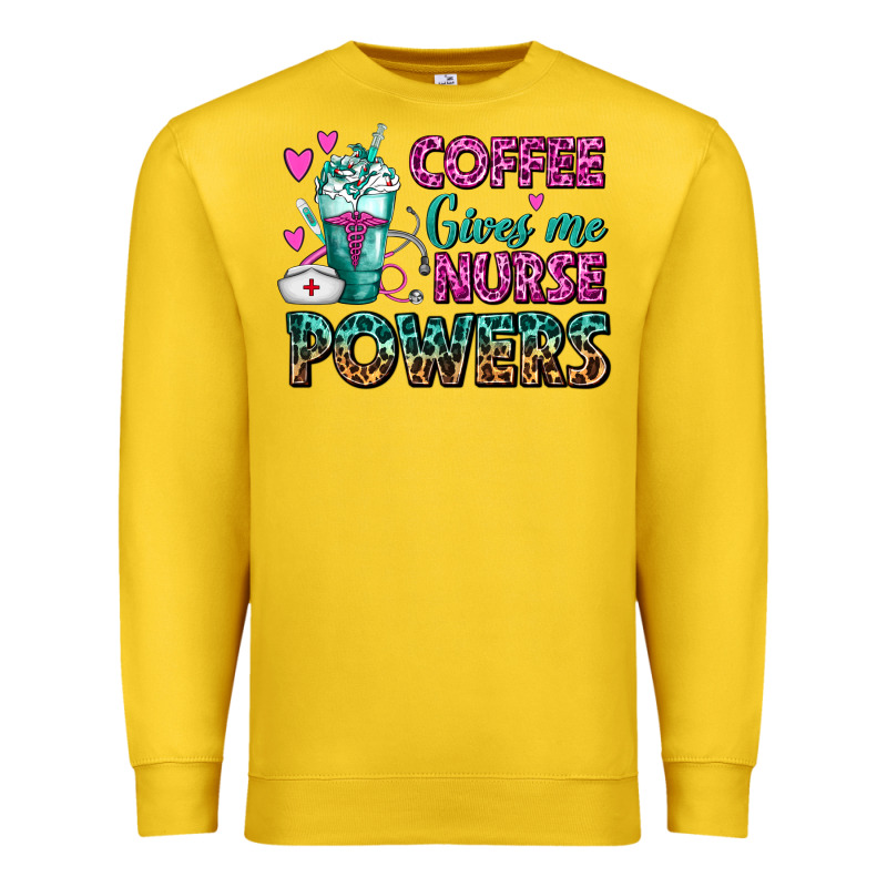 Coffee Gives Me Nurse Powers Premium Sweatshirt by FaDigitalArtStudio | Teevron