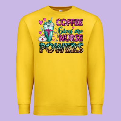 Coffee Gives Me Nurse Powers Premium Sweatshirt Designed By Fadigitalartstudio