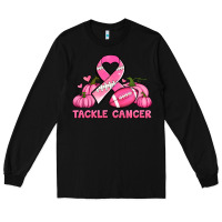 Black tackle cancer pumpkins football and ribbon breast cancer awareness Long Sleeve Tee - Jasminsmagicworld