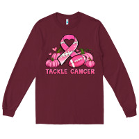 Burgundy tackle cancer pumpkins football and ribbon breast cancer awareness Long Sleeve Tee - Jasminsmagicworld