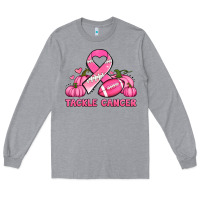 Tackle Cancer Pumpkins Football And Ribbon Breast Cancer Awareness Long Sleeve Tee | Teevron