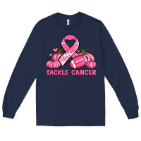 Navy tackle cancer pumpkins football and ribbon breast cancer awareness Long Sleeve Tee - Jasminsmagicworld