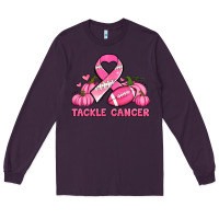 Plum tackle cancer pumpkins football and ribbon breast cancer awareness Long Sleeve Tee - Jasminsmagicworld