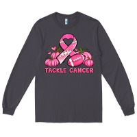 Smoke tackle cancer pumpkins football and ribbon breast cancer awareness Long Sleeve Tee - Jasminsmagicworld