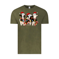 Vintage Olive christmas three cows Vintage Tee - MaliasSmallBusiness