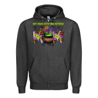Charcoal Heather my favorite monsters calls me mom Zipper Hoodie - CowGirlArtShop