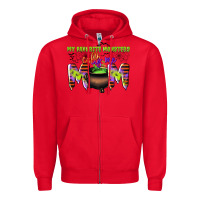 Red my favorite monsters calls me mom Zipper Hoodie - CowGirlArtShop