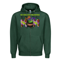 Sports Green my favorite monsters calls me mom Zipper Hoodie - CowGirlArtShop