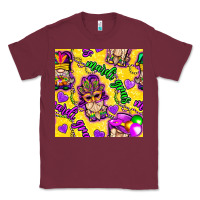 Burgundy Mardi gras gnomies seamless pattern Classic Tee - BundleAndBundleShop