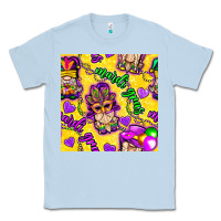 Dusty Blue Mardi gras gnomies seamless pattern Classic Tee - BundleAndBundleShop