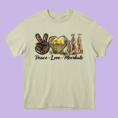 Peace Love Meerkats Heavy Core Tee Designed By Lillyallendesigns