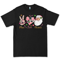 Black pink peace love christmas Premium Tee - NancyCooperArtShop