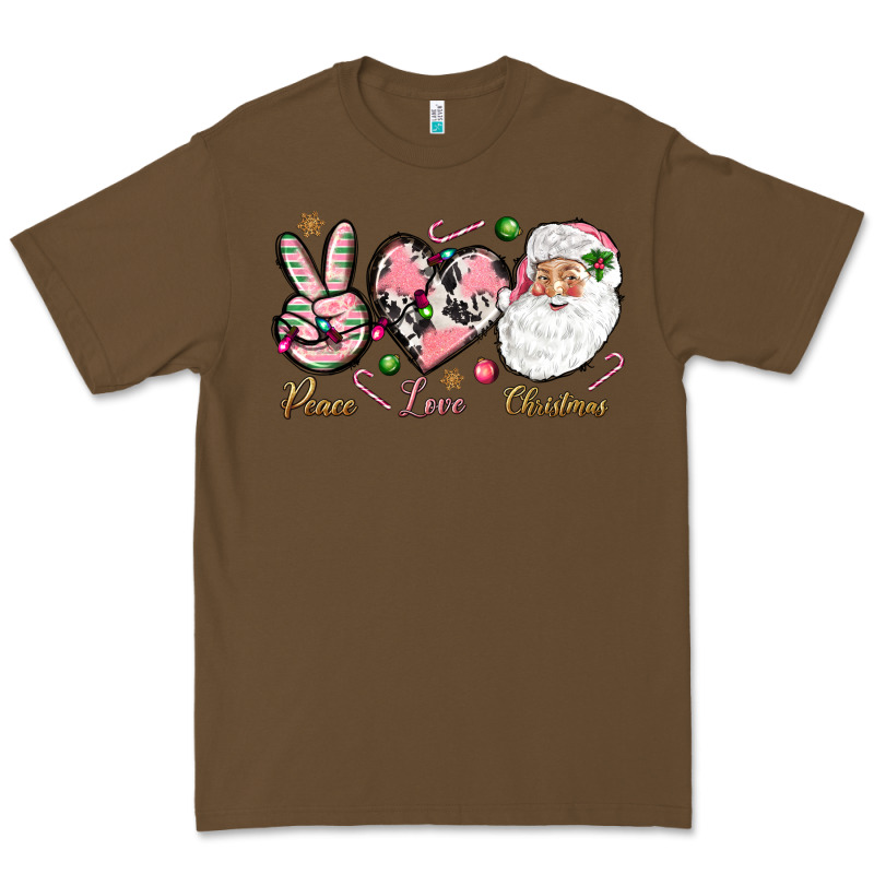 Pink Peace Love Christmas Premium Tee by NancyCooperArtShop | Teevron