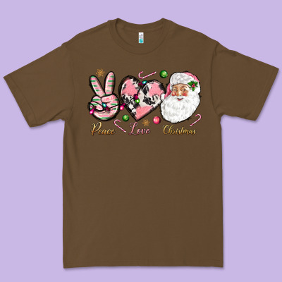 Pink Peace Love Christmas Premium Tee Designed By Nancycooperartshop